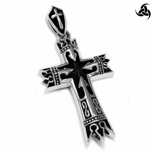 Medieval Renaissance Bishop Or Knights Cross Pendant Sterling Silver Jewelry - Sinister Silver Co.