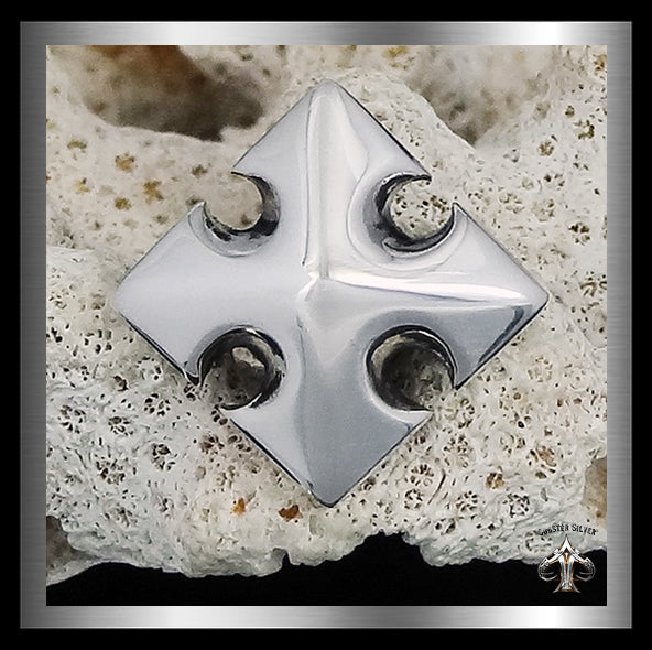 Maltese Cross Concho Sterling Silver 10.5MM 2 - Biker Jewelry Club Sinister Silver Co.