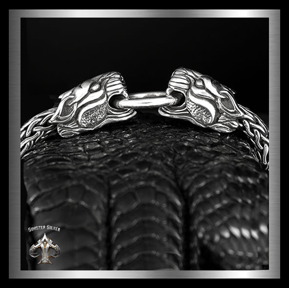 Heavy Sterling Silver Mens Double Tiger Bracelet Viking Weave SOLD - Sinister Silver Co.