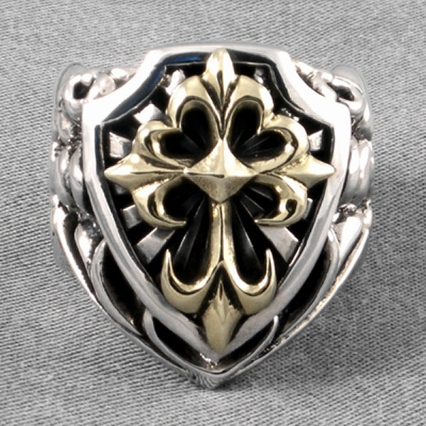Mens Biker Ring Sword And Cross Shield Sterling Silver 6 - Biker Jewelry Club Sinister Silver Co.