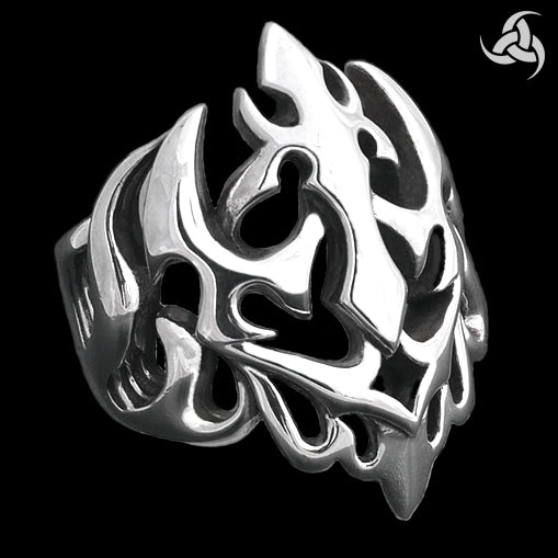 Sterling Silver Neptunes Trident Biker Ring 4 - Biker Jewelry Club Sinister Silver Co.