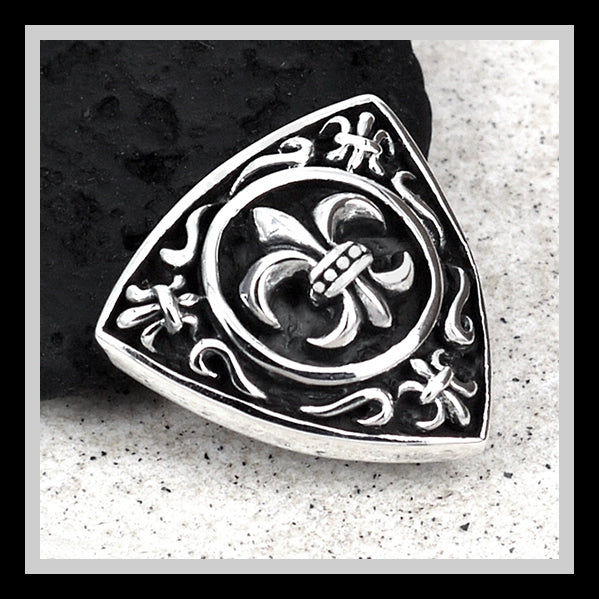 Sterling Silver Biker Concho Fleur De Lis Snap Cover 5 - Biker Jewelry Club Sinister Silver Co.