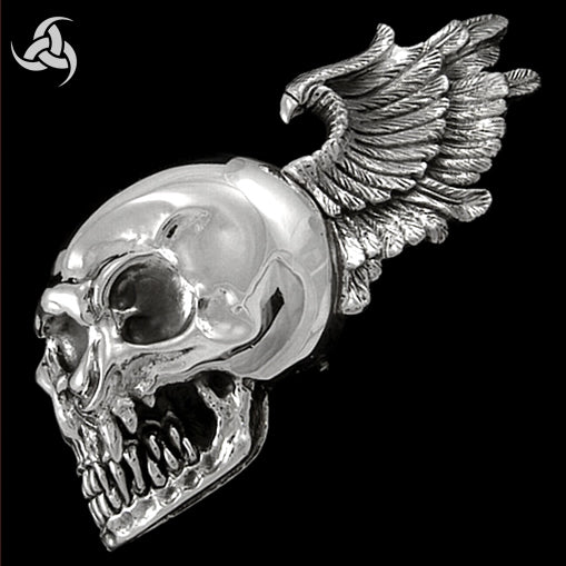 Sterling Silver Winged Skull Biker Belt Buckle 3 - Biker Jewelry Club Sinister Silver Co.