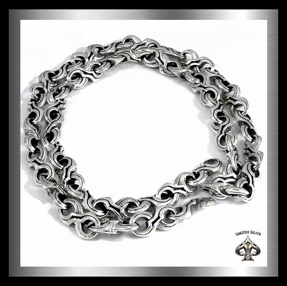 Sterling Silver Mens Heavy Tribal Link Biker Necklace 1 - Biker Jewelry Club Sinister Silver Co.