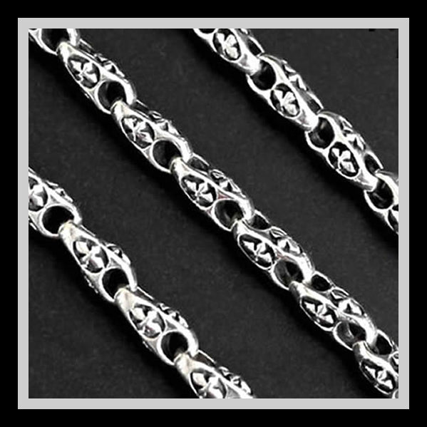 Sterling Silver Biker Necklace Templar Cross Chain 4 - Biker Jewelry Club Sinister Silver Co.