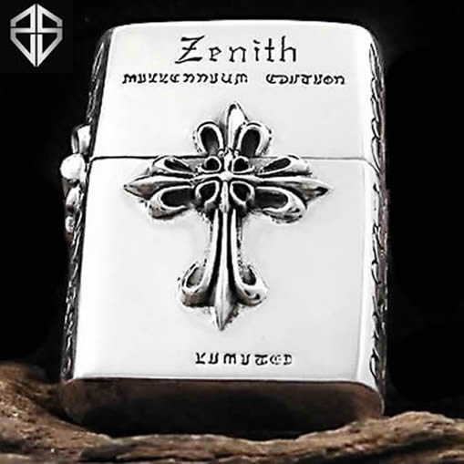 Biker Lighter Heavy Custom Sterling Silver Medieval Cross Design 1 - Biker Jewelry Club Sinister Silver Co.