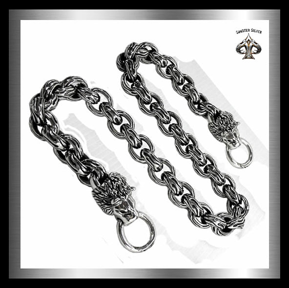 Sterling Silver Biker Lion Flame Link Wallet Chain 1 - Biker jewelry Club Sinister Silver Co.