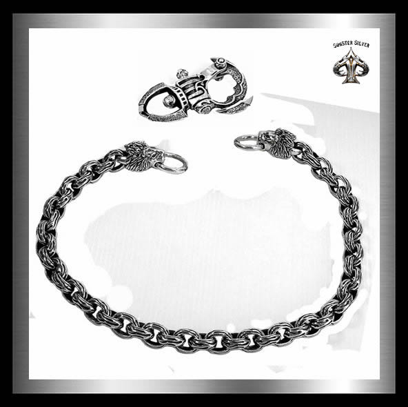 Sterling Silver Biker Lion Flame Link Wallet Chain 3 - Biker jewelry Club Sinister Silver Co.