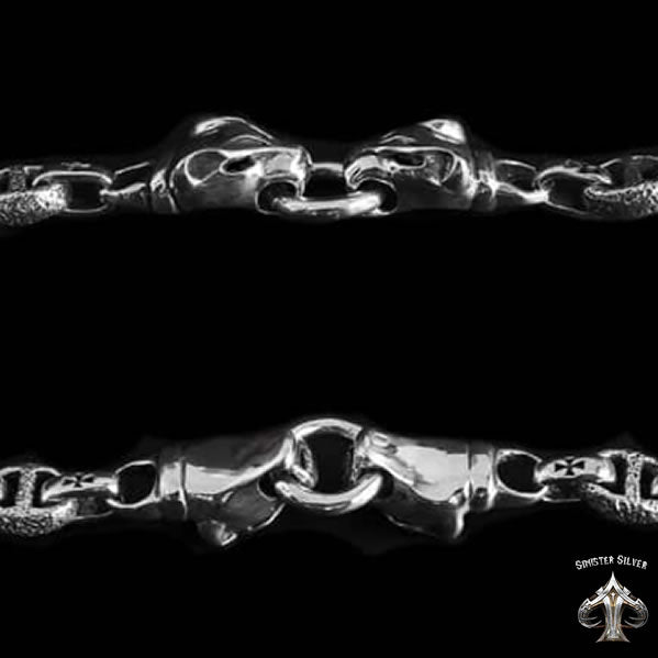 Sterling Silver Biker Panther Bracelet Anchor Links 3 - Biker Jewelry Club Sinister Silver Co.