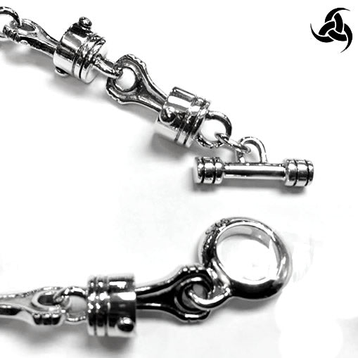 Sterling Silver Biker Bracelet Piston Link Chain 6 - Biker Jewelry Club Sinister Silver Co.