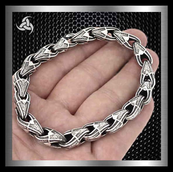 Sterling Silver Biker Bracelet Viking Link Chain - Sinister Silver Co.
