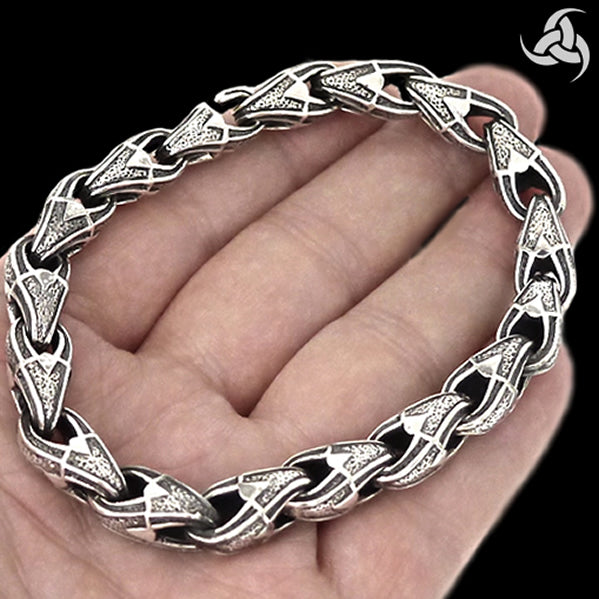 Sterling Silver Biker Bracelet Viking Link Chain - Sinister Silver Co.