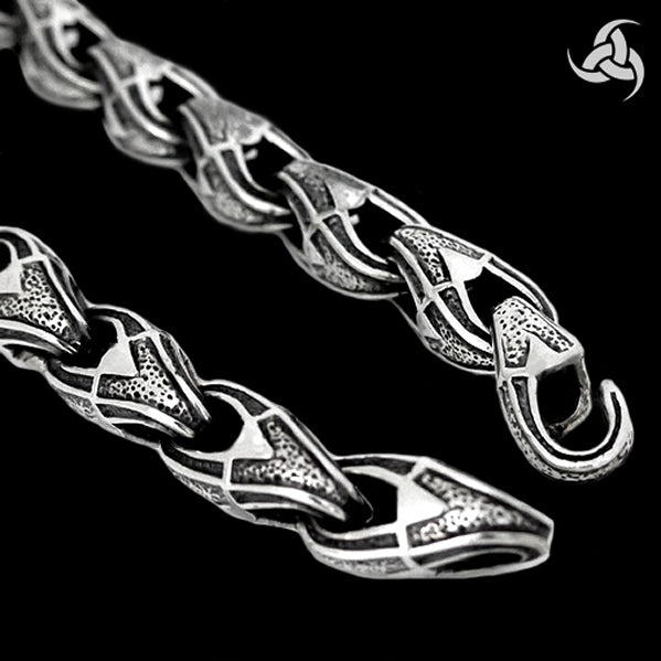 Sterling Silver Biker Bracelet Viking Link Chain - Sinister Silver Co.