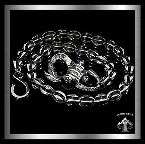 Sterling Silver Biker Wallet Chain Blade Link 1 - Biker Jewelry Club Sinister Silver Co.