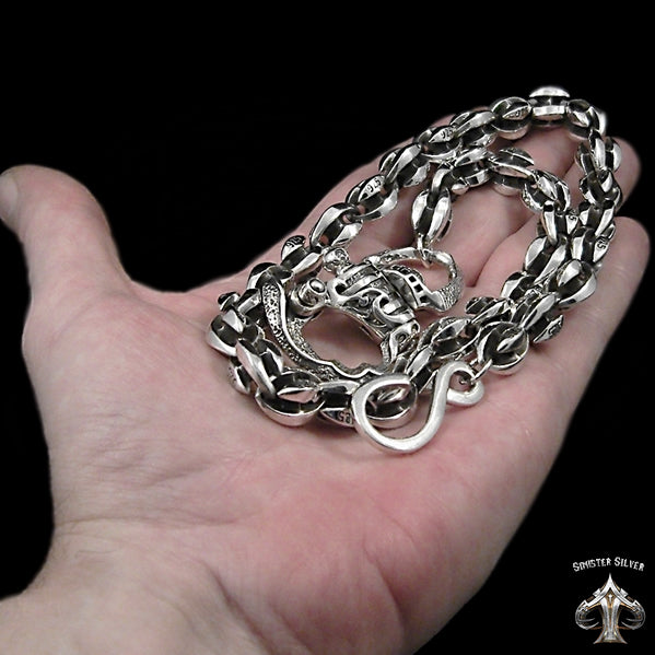 Sterling Silver Biker Wallet Chain Blade Link 2 - Biker Jewelry Club Sinister Silver Co.