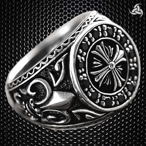 Mens Biker Ring Maltese Templar Cross Sterling Silver 2 - Biker Jewelry Club Sinister Silver Co.