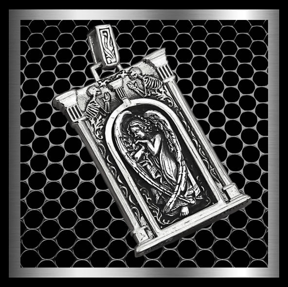 Archangel Pendant Angelic Medallion Sterling Silver 1 - Biker Jewelry Club Sinister Silver Co.