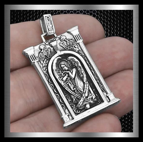 Archangel Pendant Angelic Medallion Sterling Silver 2 - Biker Jewelry Club Sinister Silver Co.