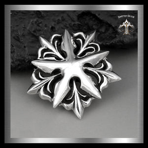 Sterling Silver Medieval Star Pentacle Concho 1 - Biker Jewelry Club Sinister Silver Co.