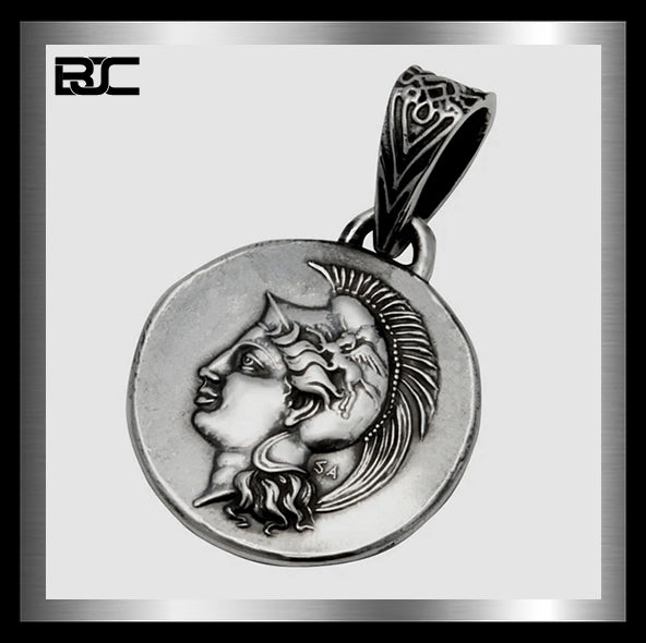 Sterling Silver Ancient Coin Apollo Lion Deer Pendant 2 - Biker Jewelry Club Sinister Silver Co.