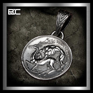 Sterling Silver Ancient Coin Apollo Lion Deer Pendant 1 - Biker Jewelry Club Sinister Silver Co.