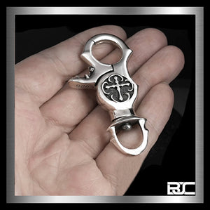 Sterling Silver Heavy Knights Templar Cross Belt Clip Keychain Biker Wallet Connector 1 Biker Jewelry Club Sinister Silver Co.