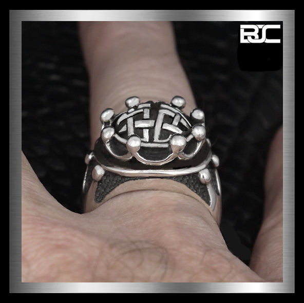 Sterling Silver Biker Medieval Crown Ring 3 - Biker Jewelry Club Sinister Silver Co.