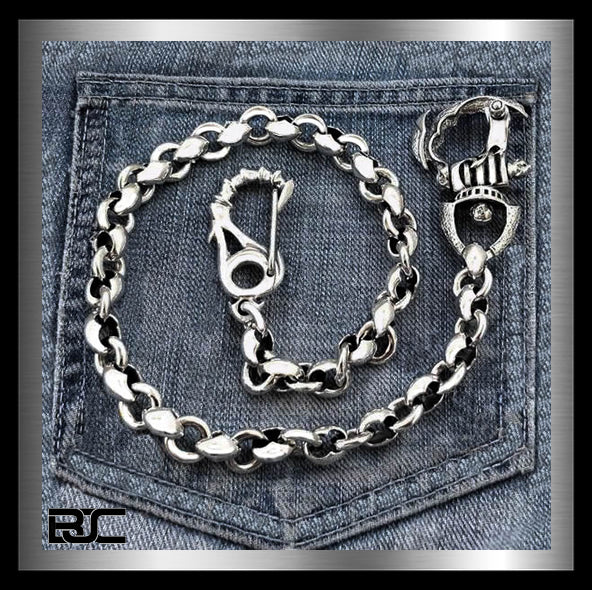 Sterling Silver Biker Wallet Chain Anchor Link 8 - Biker Jewelry Club Sinister Silver Co.