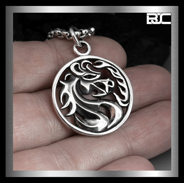 Sterling Silver Flaming War Horse Pendant