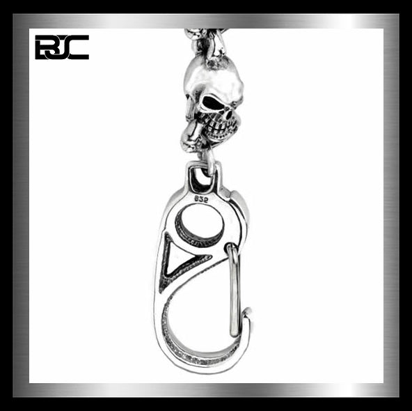 Sterling Silver Heavy Biker Bone Crusher Skull Wallet Chain 3 - Biker Jewelry Club Sinister Silver Co.