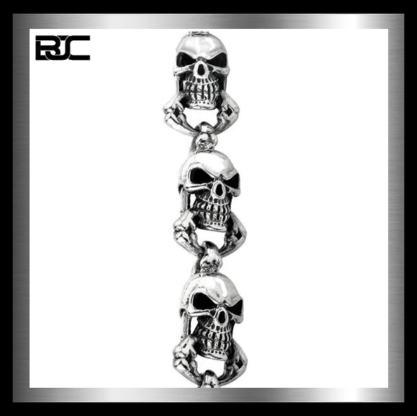 Sterling Silver Heavy Biker Bone Crusher Skull Wallet Chain 4 - Biker Jewelry Club Sinister Silver Co.
