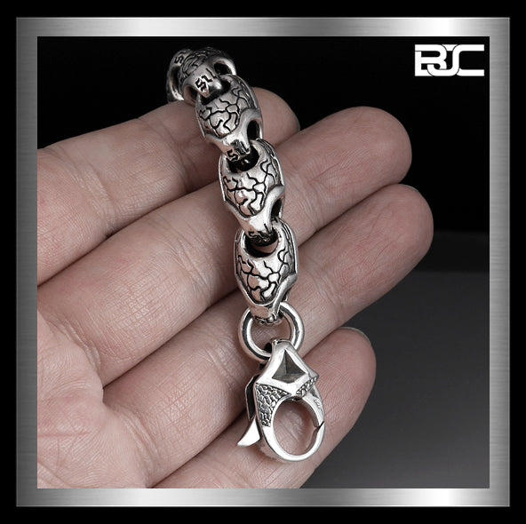 Sterling Silver Heavy Medieval Snakeskin Link Biker Bracelet 3 - Biker Jewelry Club Sinister Silver Co.