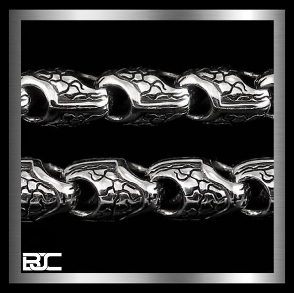 Sterling Silver Heavy Medieval Snakeskin Link Biker Bracelet 5 - Biker Jewelry Club Sinister Silver Co.