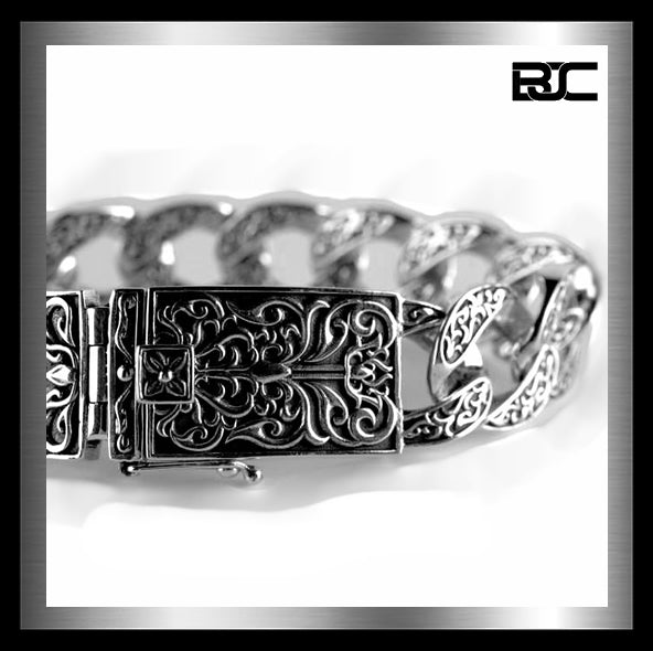 Sterling Silver Medieval Design Biker Bracelet 1 - Biker Jewelry Club Sinister Silver Co.