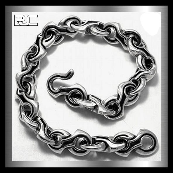 Sterling Silver Mens Heavy Tribal Link Biker Necklace 4 - Biker Jewelry Club Sinister Silver Co.