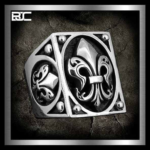 Sterling Silver Regal Fleur De Lis Biker Ring 1 - Biker Jewelry Club Sinister Silver Co.