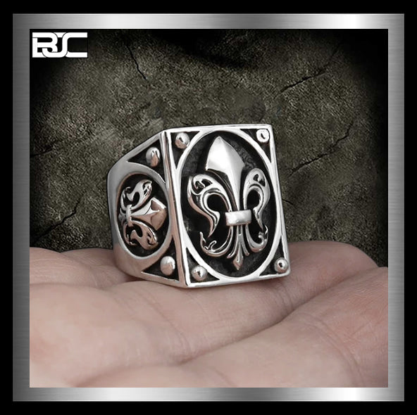 Sterling Silver Regal Fleur De Lis Biker Ring 2 - Biker Jewelry Club Sinister Silver Co.