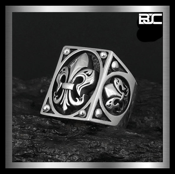 Sterling Silver Regal Fleur De Lis Biker Ring 4 - Biker Jewelry Club Sinister Silver Co.