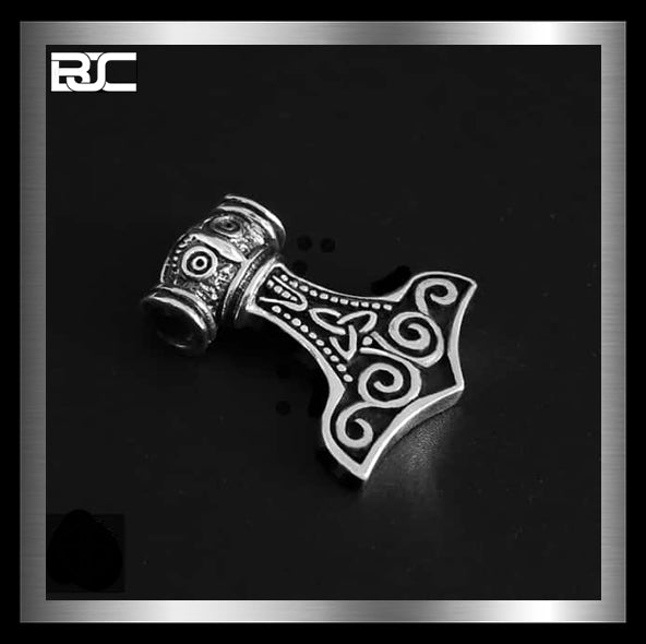 Sterling Silver Viking Maiden Thors Hammer Pendant 3 - Biker Jewelry Club Sinister Silver Co.