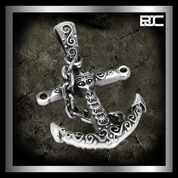 Sterling Silver Viking Norse Loki Ships Anchor Pendant 3 - Biker Jewelry Club Sinister Silver Co.