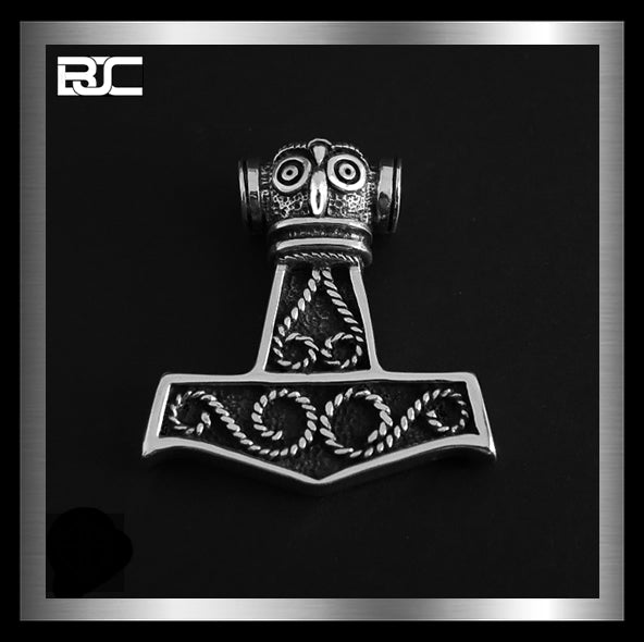 Sterling Silver Traditional Thors Hammer Mjollnir Pendant 1 - Biker Jewelry Club Sinister Silver Co.