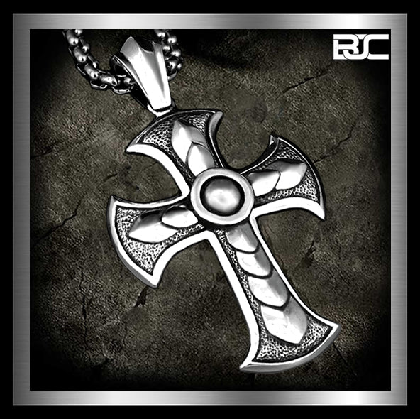 Sterling Silver Warrior Cross Pendant Biker Amulet Medallion 1 - Biker Jewelry Club Sinister Silver Co.