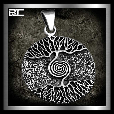Sterling Silver Yggdrasil Tree Of Life Viking Norse Amulet Pendant 1 - Biker Jewelry Club Sinister Silver Co.