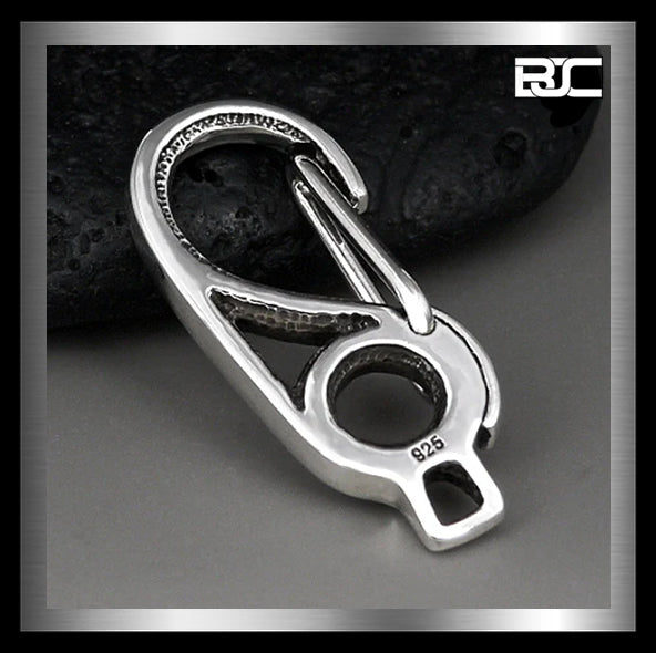 Sterling Silver Biker Belt Clip Fish Hook Carabiner 3 - Biker Jewelry Club Sinister Silver Co.