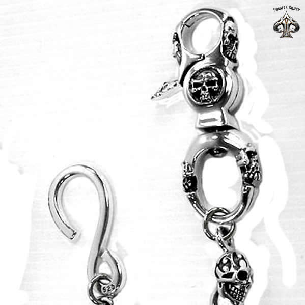 Sterling Silver Biker Blade Skull Wallet Chain 4 - Biker Jewelry Club Sinister Silver Co.