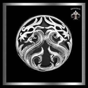 Sterling Silver Biker Dragon Concho Snap Cover 1 - Biker Jewelry Club Sinister Silver Co.