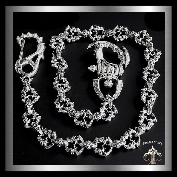 Sanity Jewelry - Biker Jewelry, Skull Jewelry, Mens Necklace, Mens Chains, Biker Chains - Road Warrior Skull Wallet Chain- Links Made of Skulls 26