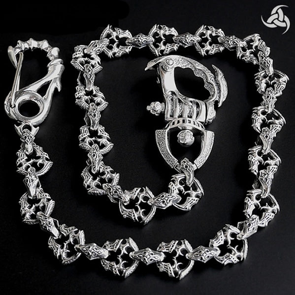 Sterling silver top wallet chain mens