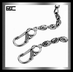 Sterling Silver Biker Tribal Tattoo Link Wallet Chain 1 - Biker Jewelry Club Sinister Silver Co.