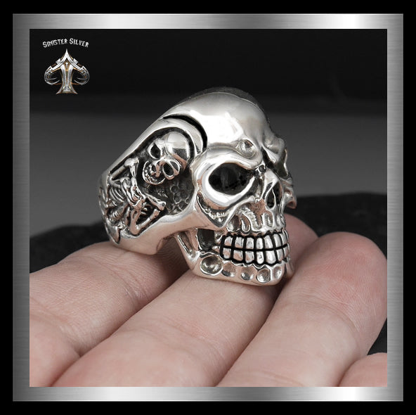 Sterling Silver Mens Skull Ring with Garnet Eyes in Sterling Silver – Sziro  Jewelry